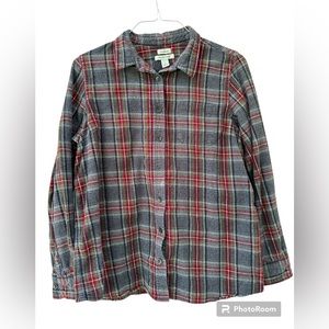L.L. Bean Women's Scotch Plaid Flannel Shirt Slightly Fitted Size XL